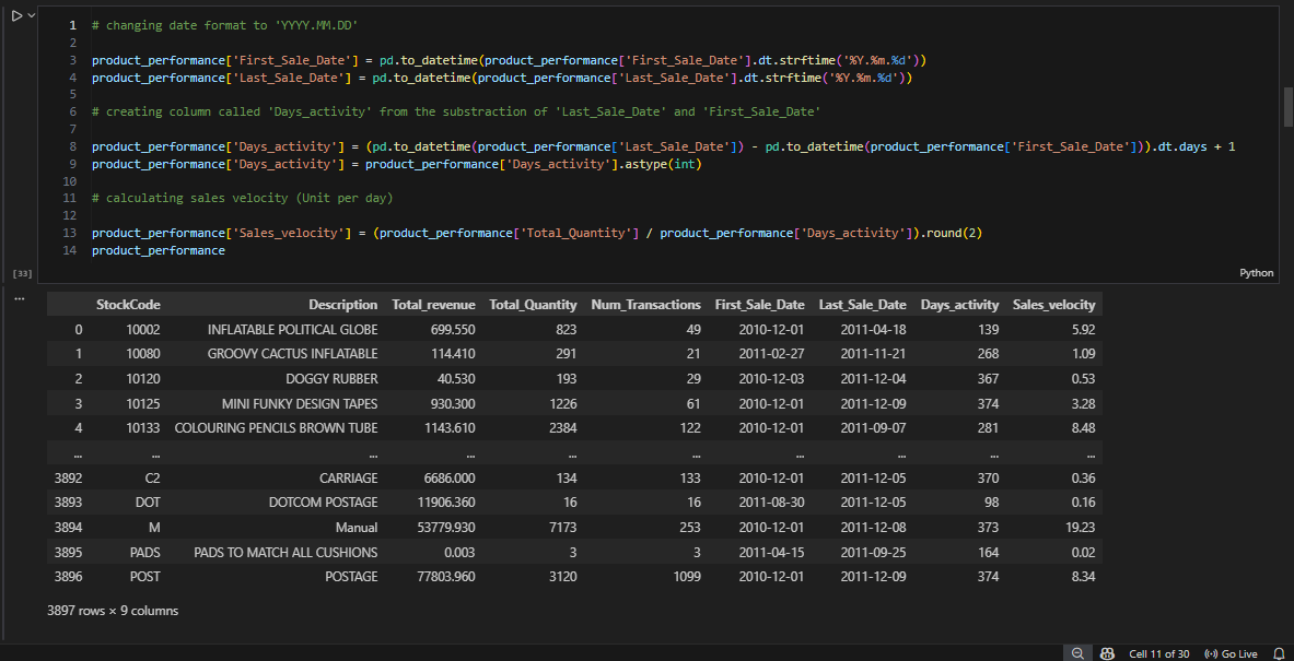 Velocity Calculation Code
